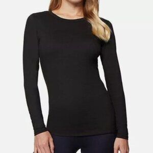 NWOT 32 Degrees Heat Womens S Black Long Sleeve Crew Neck Thermal Tops 2 Pack